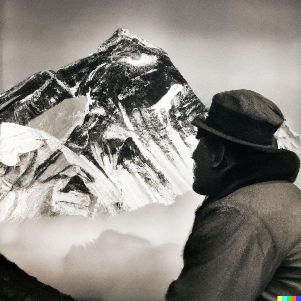 someone gazing at Mount Everest, photograph taken by George Hurrell